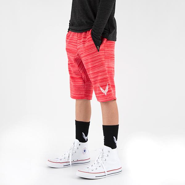 Youth Maverick Red Slim Fit Marled Shorts